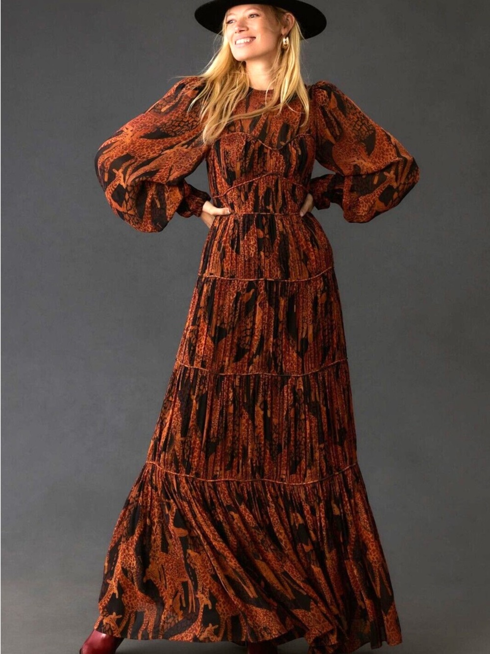 FARM Rio Giraffes Puff Sleeve Maxi Dress small - Picture 5 of 9